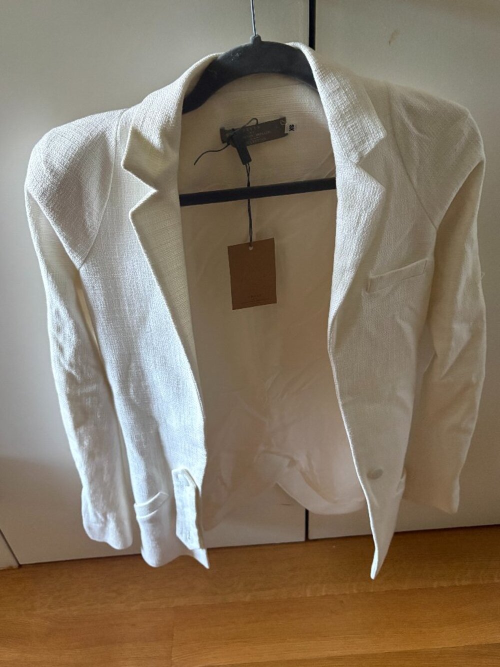 Preen by Thornton Bregazzi textured white linen-blend blazer, size XS — NWT with